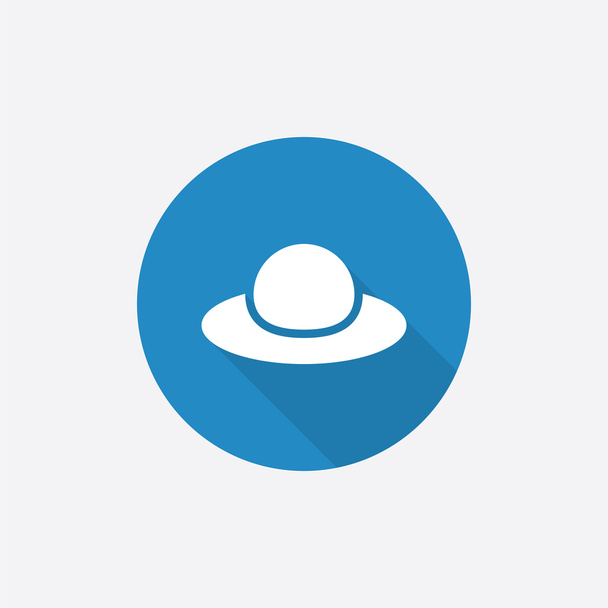 Женщина шляпа Плоская голубая простая икона с длинным шадо
 - Вектор,изображение