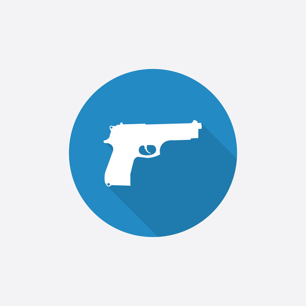 gun Flat Blue Simple Icon with long shado - Vector, Image