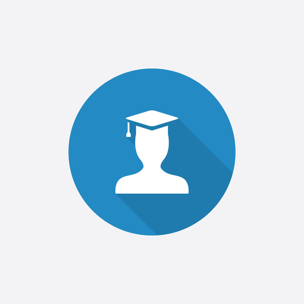 graduate student Flat Blue Simple Icon with long shado - Vector, Image