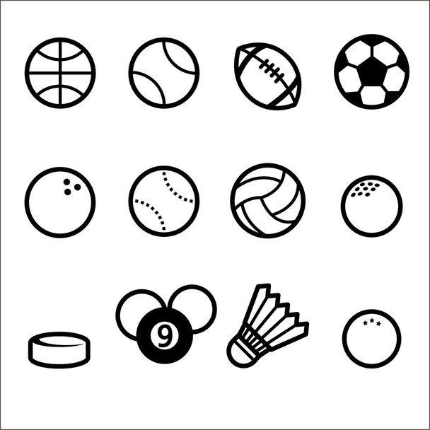 Sports Ball Icon set, line - Vector, Image
