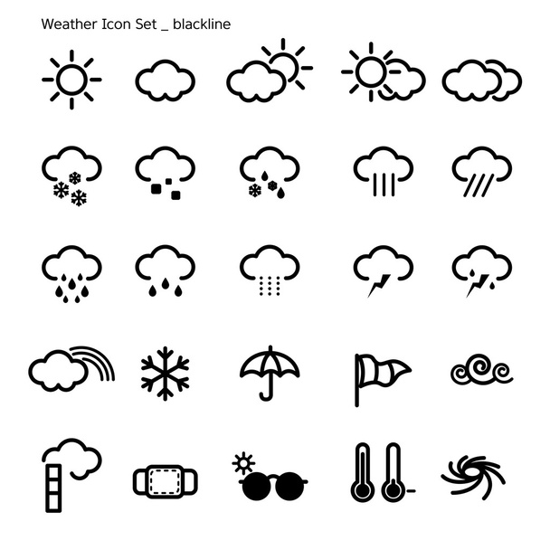 Icon set погода чорний лінія
 - Вектор, зображення