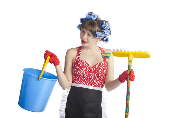 Girl housewife cleaner - Foto, Imagen