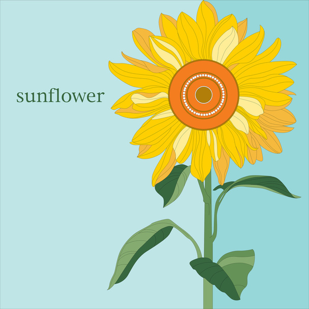 dekorativní slunečnice na modré obloze - Vektor, obrázek