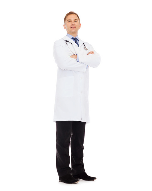 smiling male doctor with stethoscope - Фото, изображение