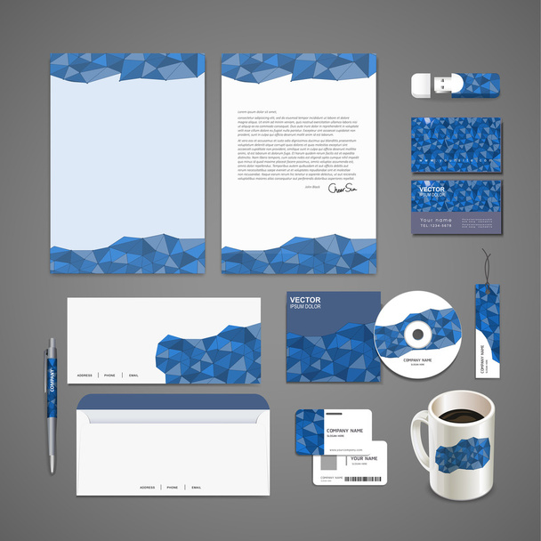 blue mosaic background design for corporate identity set - Вектор, зображення