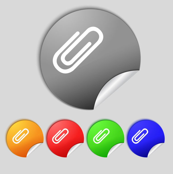 Paper clip sign icon. Clip symbol. Set of colored buttons. Vector - Διάνυσμα, εικόνα