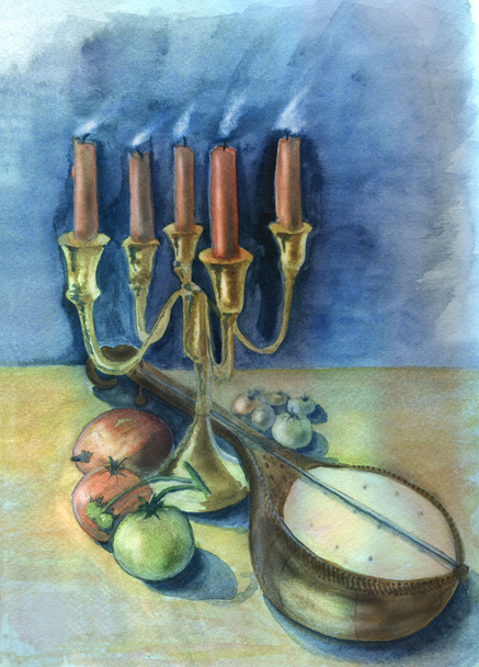 Kaarsen en mandoline - Foto, afbeelding