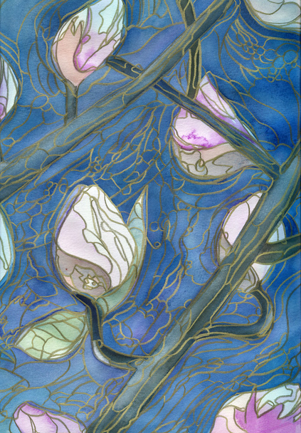 Brotes de magnolia
 - Foto, Imagen
