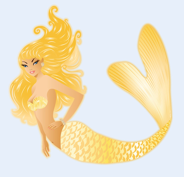 Beautiful golden mermaid. vector illustration - Vector, afbeelding