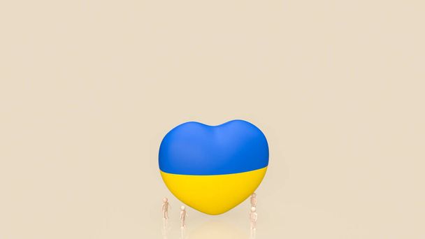 3D szív Imádkozz és fa figura Ukrajna béke és mentse Ukrajna Oroszországtól - Fotó, kép