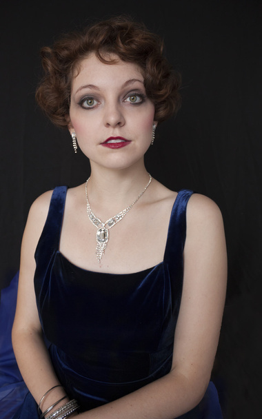 Pretty young woman in blue dress - Foto, Bild