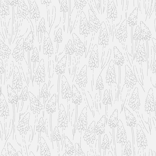 Hyacintův ručně kreslený náčrt bezešvého vzoru. - Vektor, obrázek
