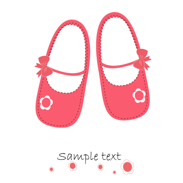 ピンクの赤ちゃん靴新生児グリーティング カード ベクトル - ベクター画像