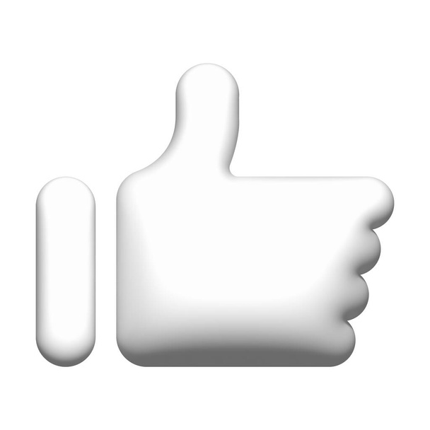 3D, как значок белый, рука большой палец вверх для кнопки - Фото, изображение