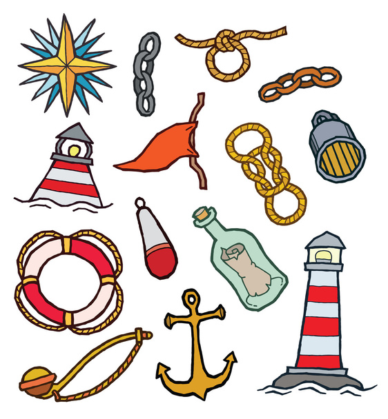 Marine symbolic objects - Vector, Image