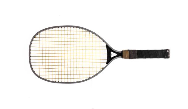 squash racket op witte achtergrond - Foto, afbeelding