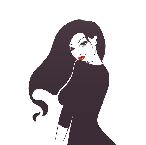 Beautiful woman's silhouette - Vector, Image
