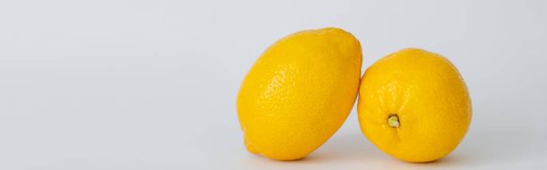 Close up view of organic lemons on white background, banner  - Photo, Image