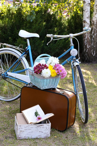 Bicycle and brown suitcase - Valokuva, kuva