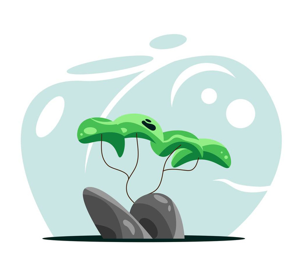 A Lonely Tree on a Stony Landscape - Vector, Image