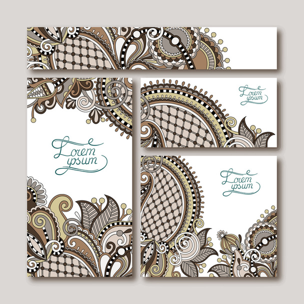 collection of decorative floral greeting cards in vintage style - Vector, afbeelding