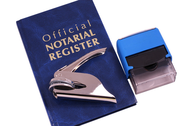 notaris register printer en stempel - Foto, afbeelding