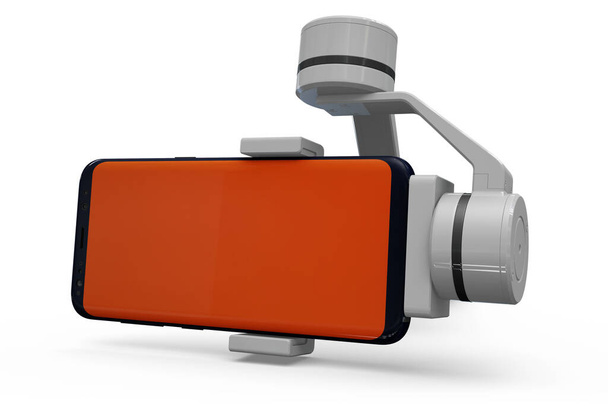 Telefone celular com selfie stick mockup 3D Rendering - Foto, Imagem