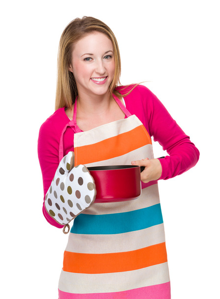 Housewife with saucepan - Foto, imagen