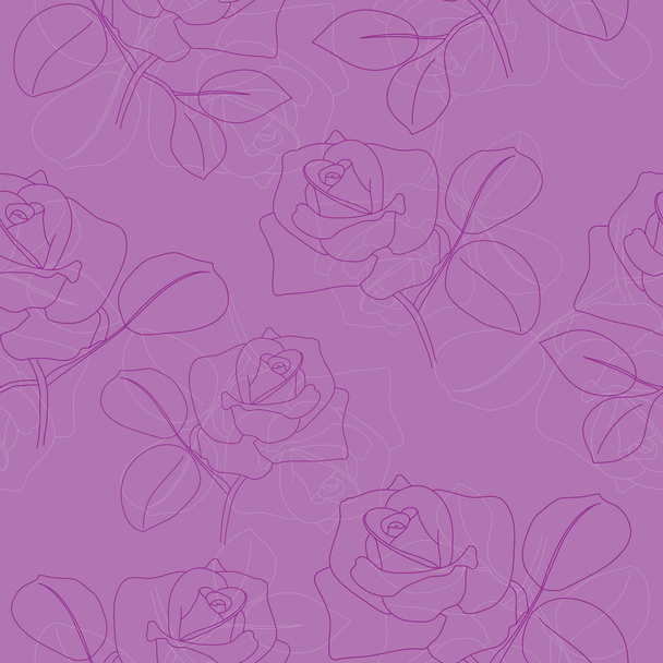 Vector violet seamless pattern with roses - Вектор, зображення