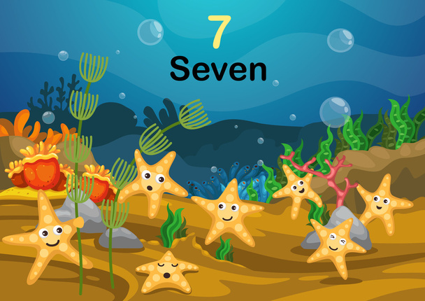 number seven star fish under the sea vector - Vector, Image