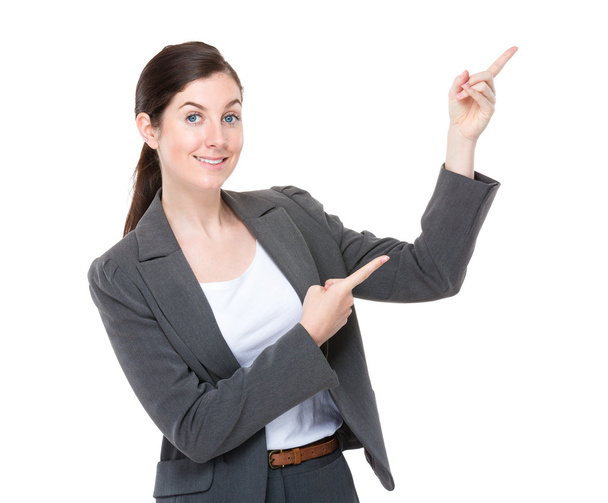 Geschäftsfrau mit zwei erhobenen Fingern - Foto, Bild