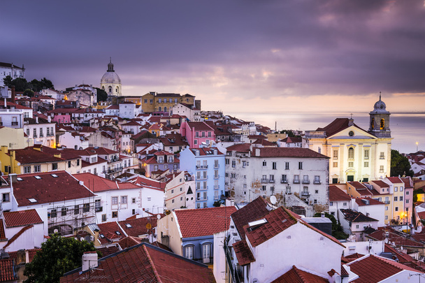 Lizbona, Portugalia Skyline w Alfama - Zdjęcie, obraz