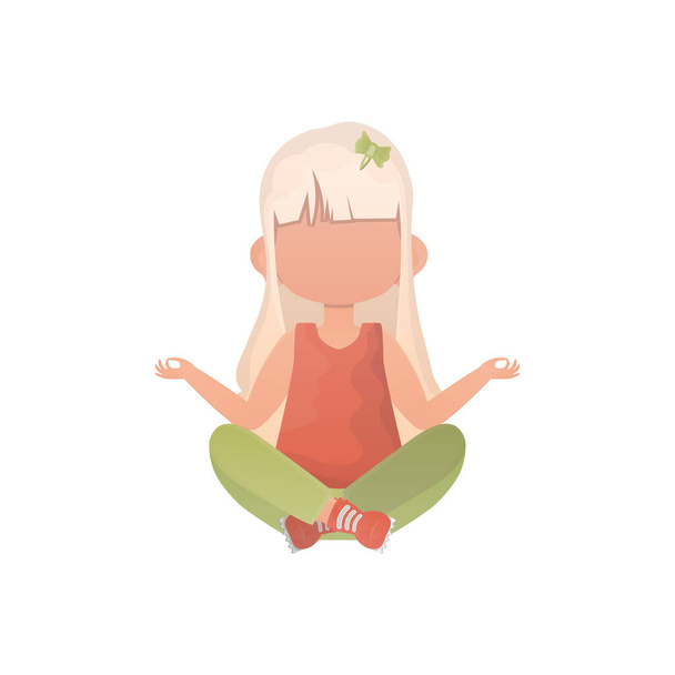 Little girl is meditating. Isolated. Vector. - Vector, Image