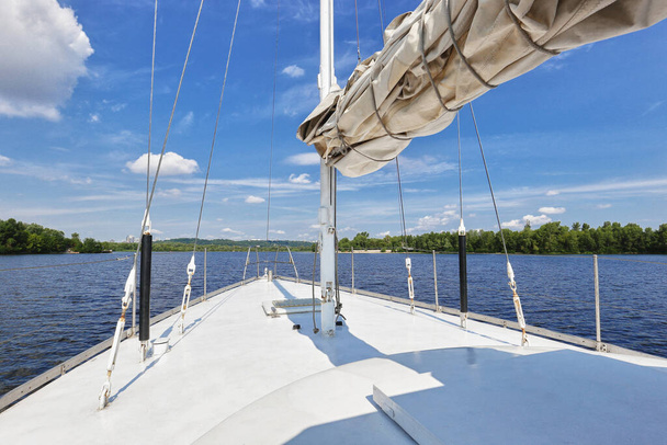 Deck of a sailing yacht on the river - Fotó, kép