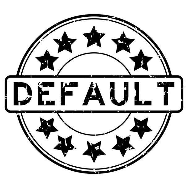 Grunge palabra por defecto negro con sello de sello de goma redonda icono estrella sobre fondo blanco - Vector, Imagen