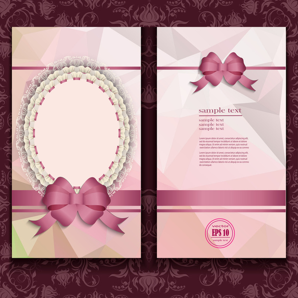 elegant templates of luxury invitation, gift card with lace - Вектор,изображение