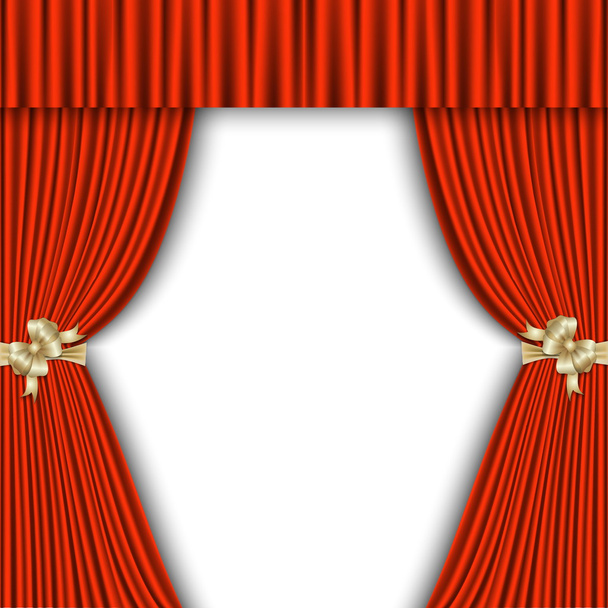 Beyaz arkaplanı olan kırmızı perde - Vektör, Görsel