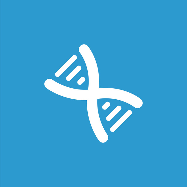 Icono de ADN, blanco sobre el fondo azul
 - Vector, Imagen