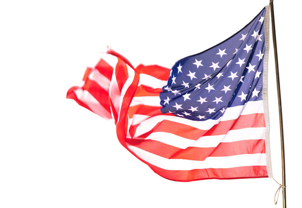 americká vlajka na bílém pozadí - Fotografie, Obrázek