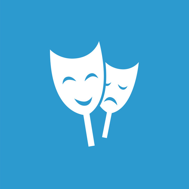 theater icon, white on the blue background - Vector, Image