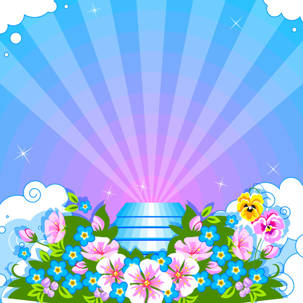 Flowers and clouds - Вектор,изображение