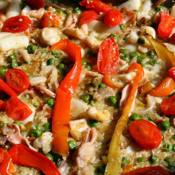 Valencian paella with seafood and tomato - Photo, Image