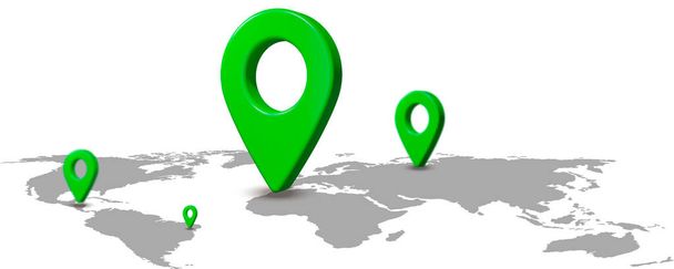 Mapa ubicación pinpointer en el mapa del mundo. Renderizado 3D - Foto, Imagen