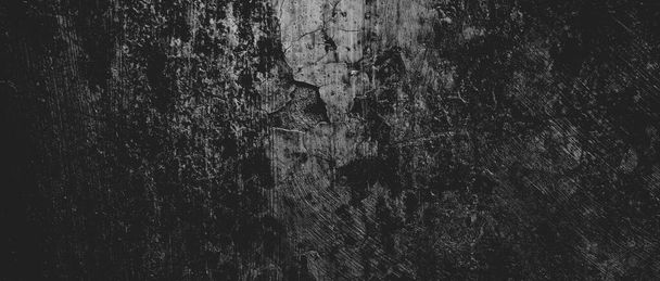 傷だらけの壁。背景のためのグランジーセメントテクスチャ,怖い暗い壁.ブラック壁 - 写真・画像