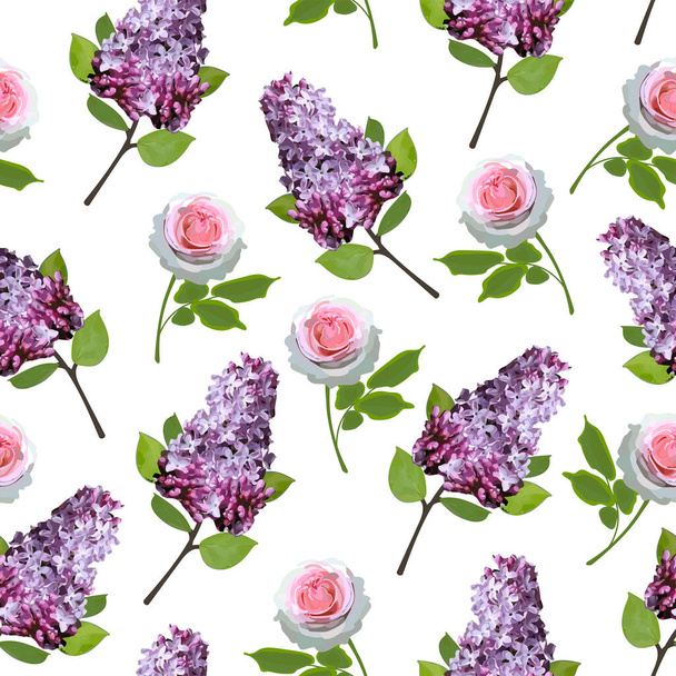 zökkenőmentes minta akvarell virágok és levelek - Vektor, kép
