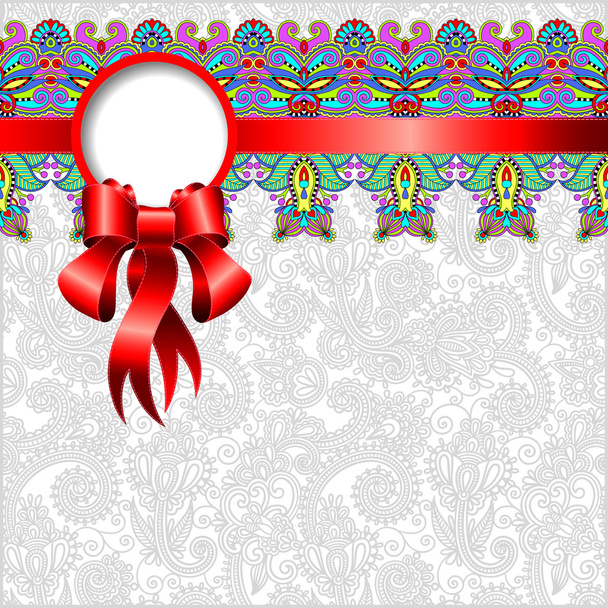 ethnic ornamental pattern with silk ribbon and place for your co - Vettoriali, immagini