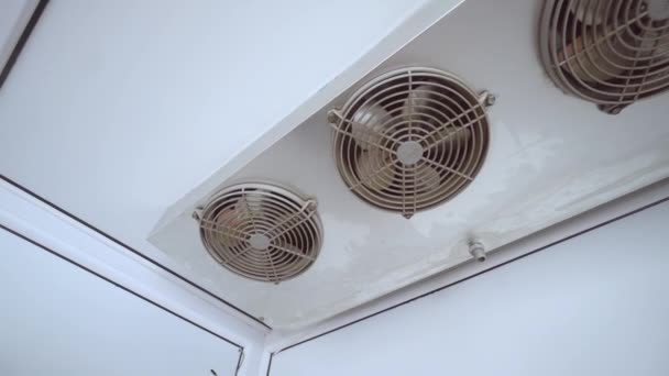 Frigorifero o aria condizionata ventilatori a soffitto. Sono coperti con un reticolo. - Filmati, video