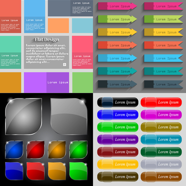 Big set of different colored buttons. Trendy, modern design for your web site. Vector - Vector, afbeelding