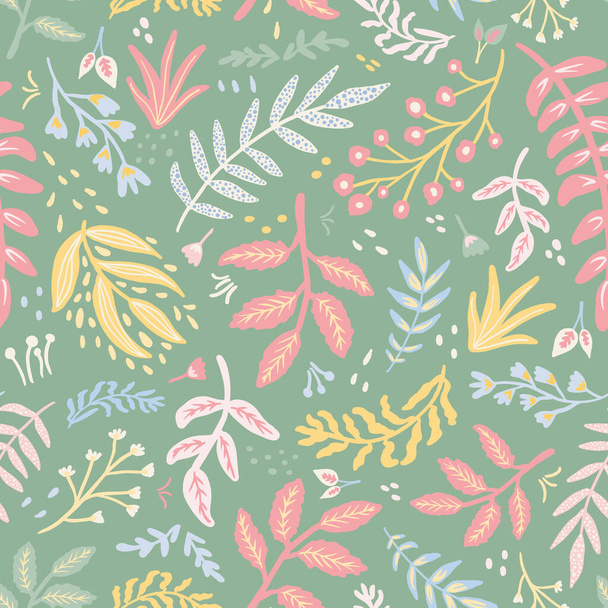 seamless pattern with hand-drawn leaves. vector illustration.  - Vettoriali, immagini