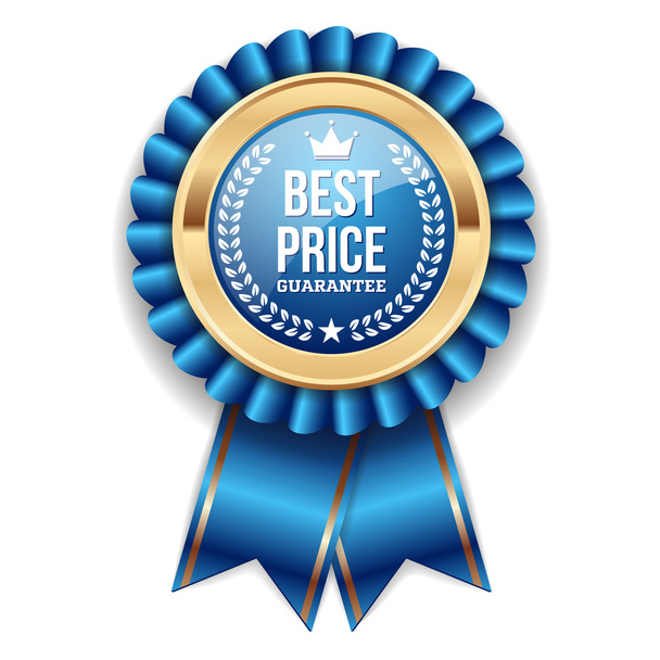 Gold best price badge with ribbon - Vetor, Imagem